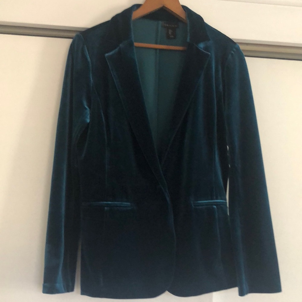 Tahari Teal Velvet Jacket, size Large
